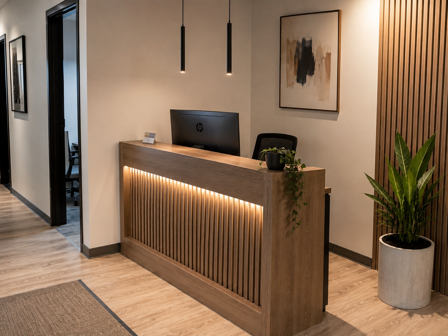 Modern Slatted Reception Desk